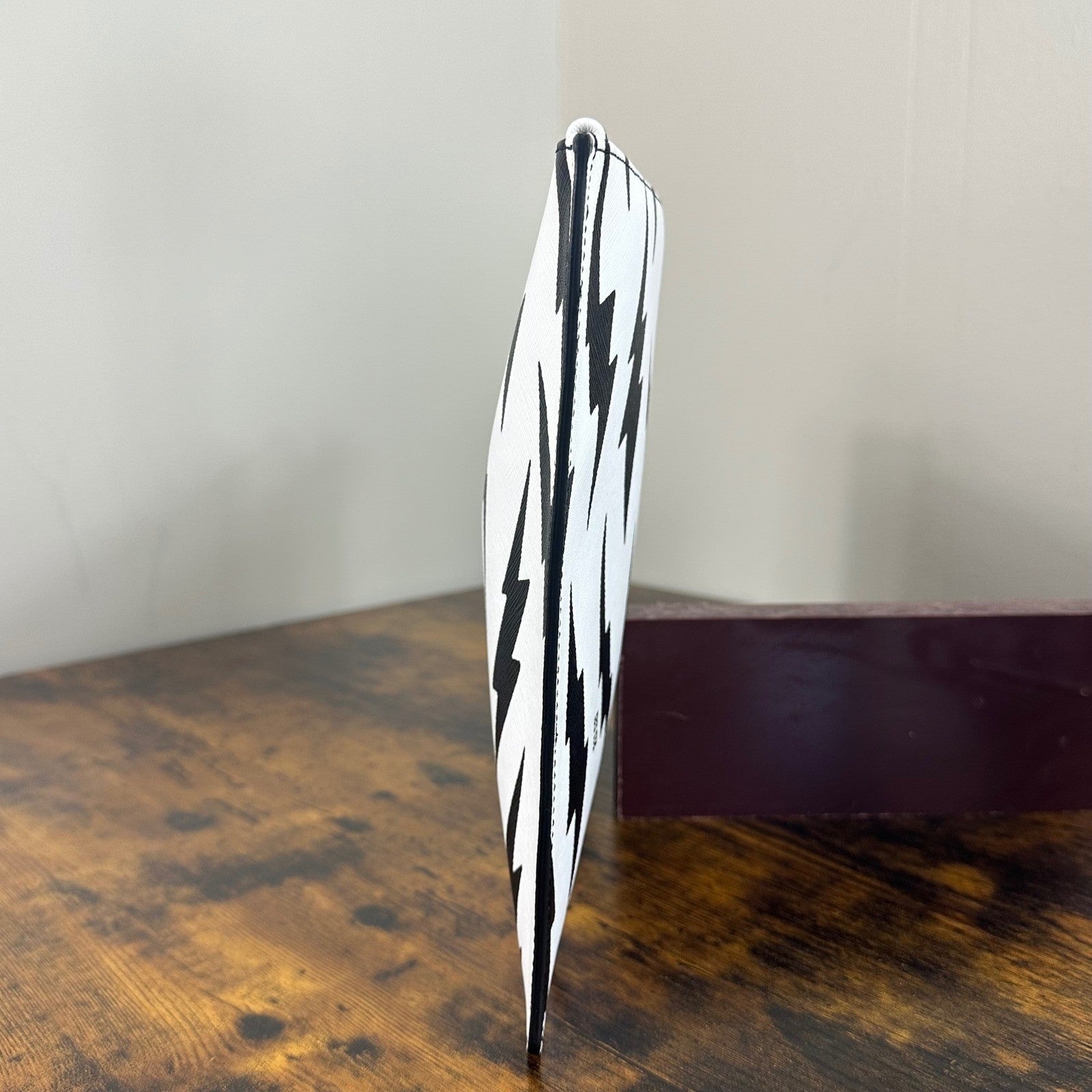 Givenchy Lightning Bolt Print Pouch Clutch Cosmetic Bag Black White