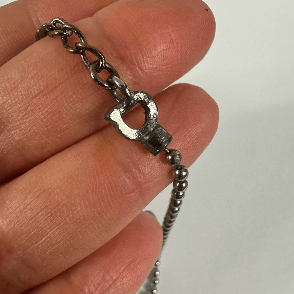 Christian Dior Silver Tone Dog Tag Ball Chain Pendant Necklace