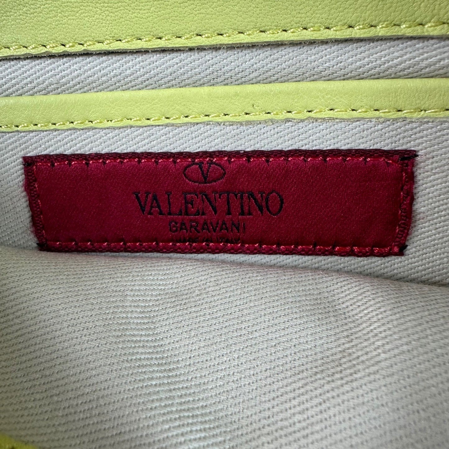 Valentino Garavani Bow Bag Clutch Shoulder Bag Light Yellow Leather