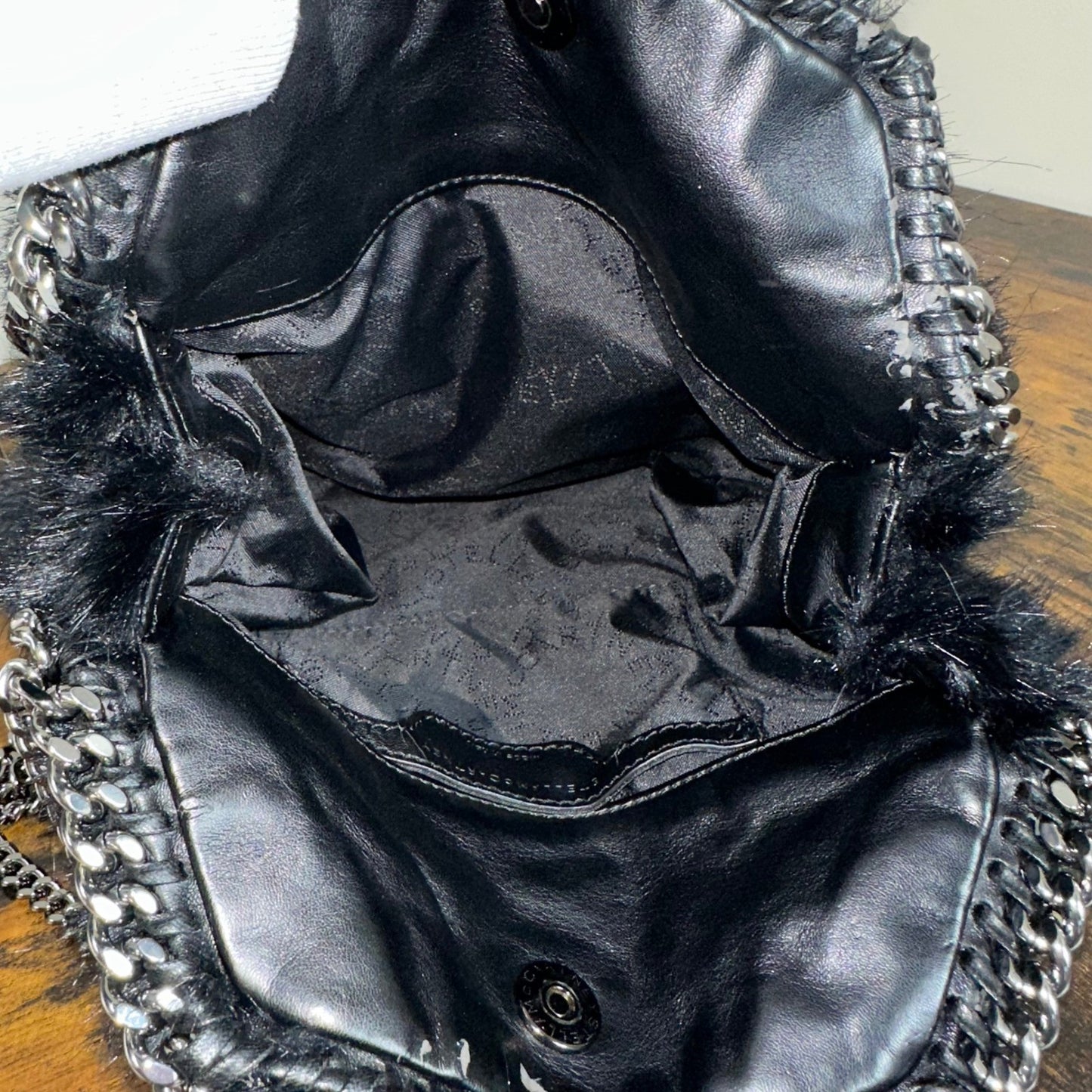 Stella McCartney Fur Free Fur Black Quilted Chain Shoulder Bag