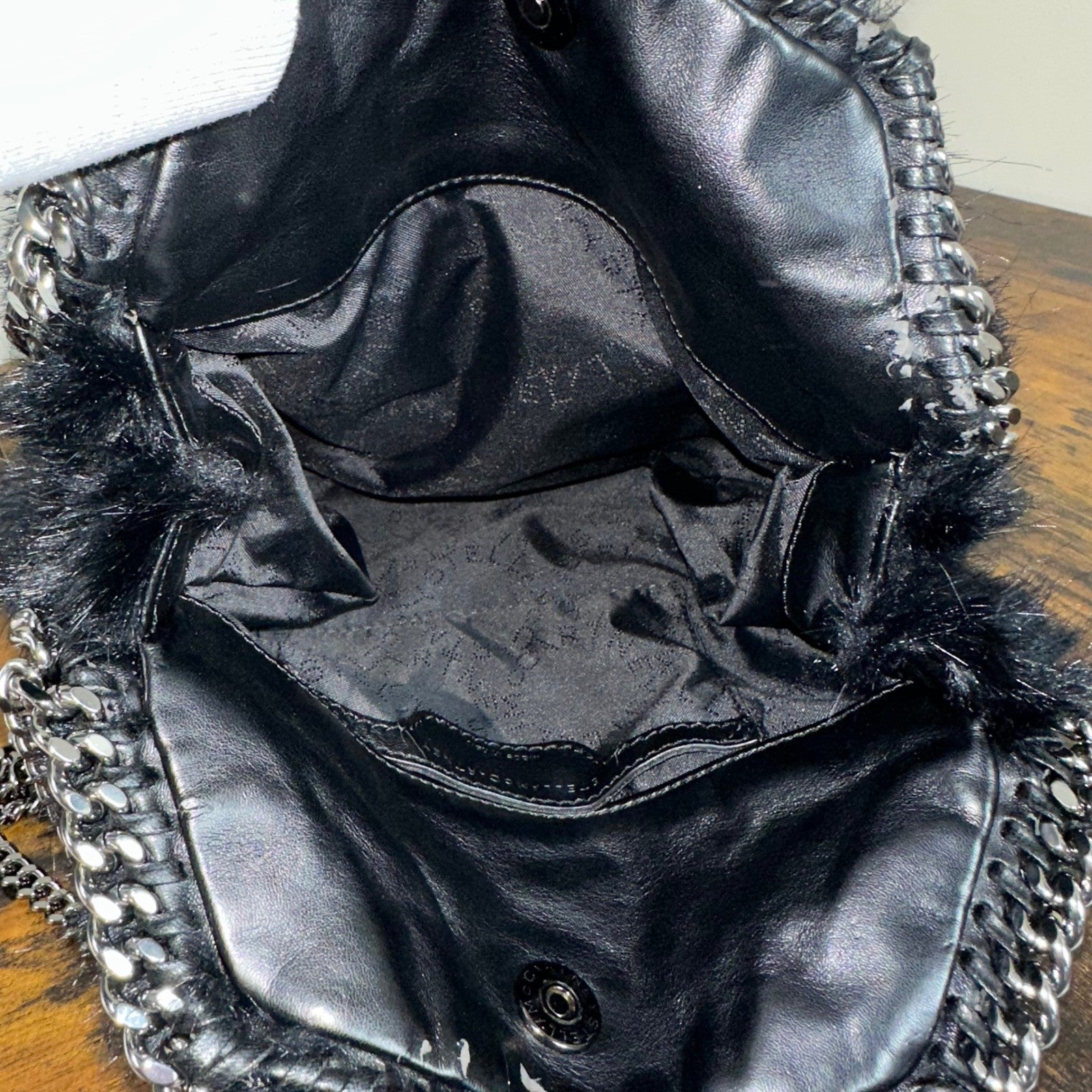 Stella McCartney Fur Free Fur Black Quilted Chain Shoulder Bag