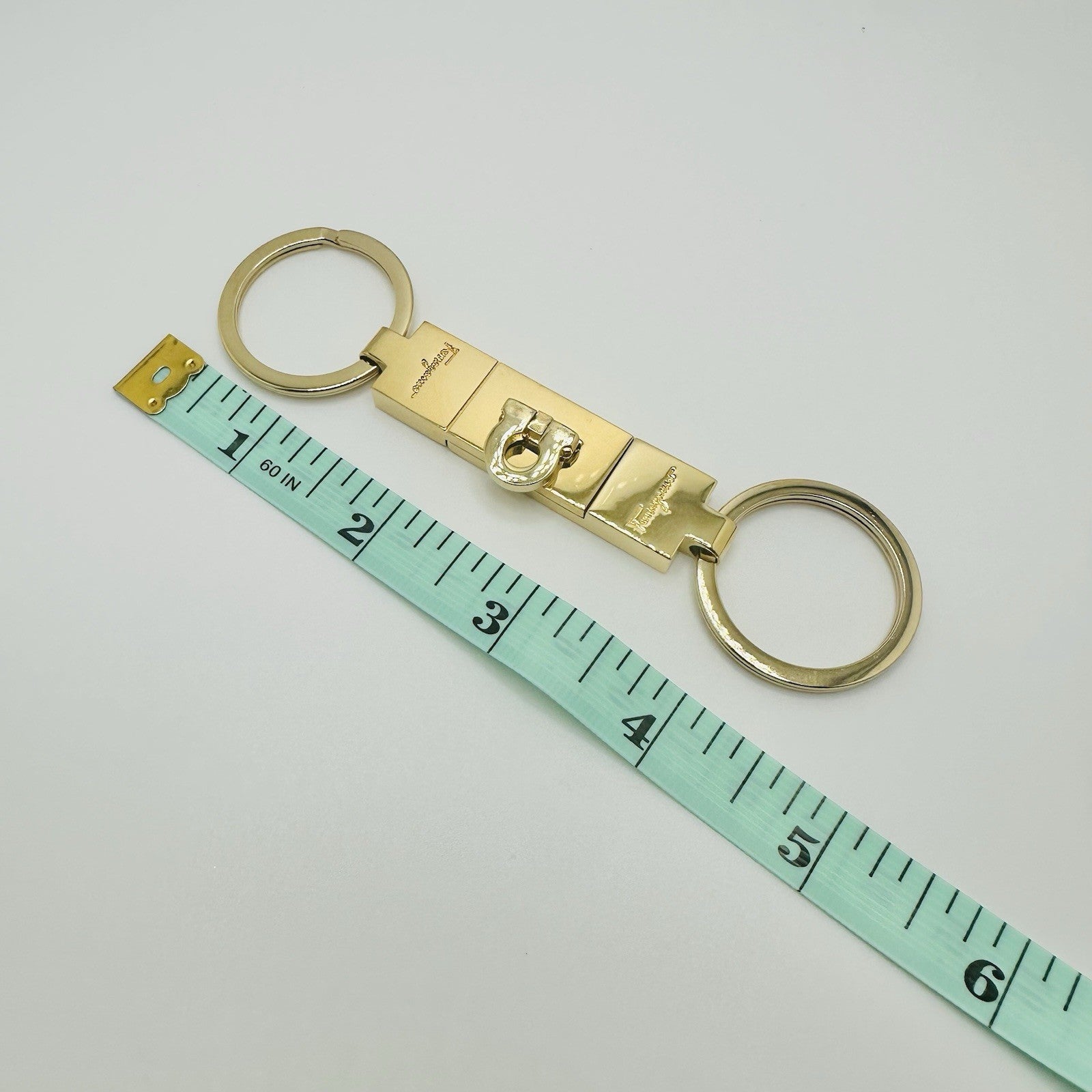 Salvatore Ferragamo Gancini Gold Tone Key Ring Detachable