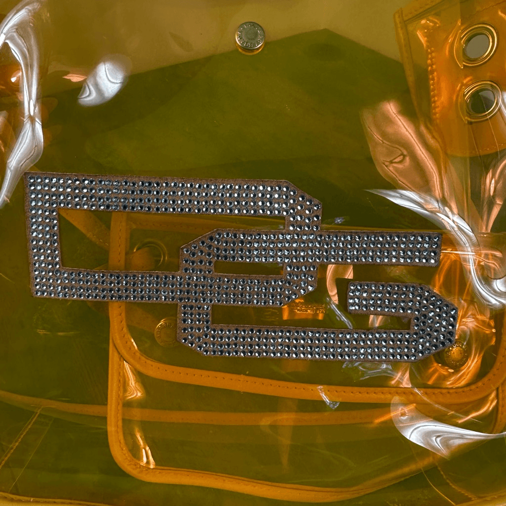 Dolce & Gabbana D&G Rhinestone Embellished Clear Orange Vinyl Tote Bag