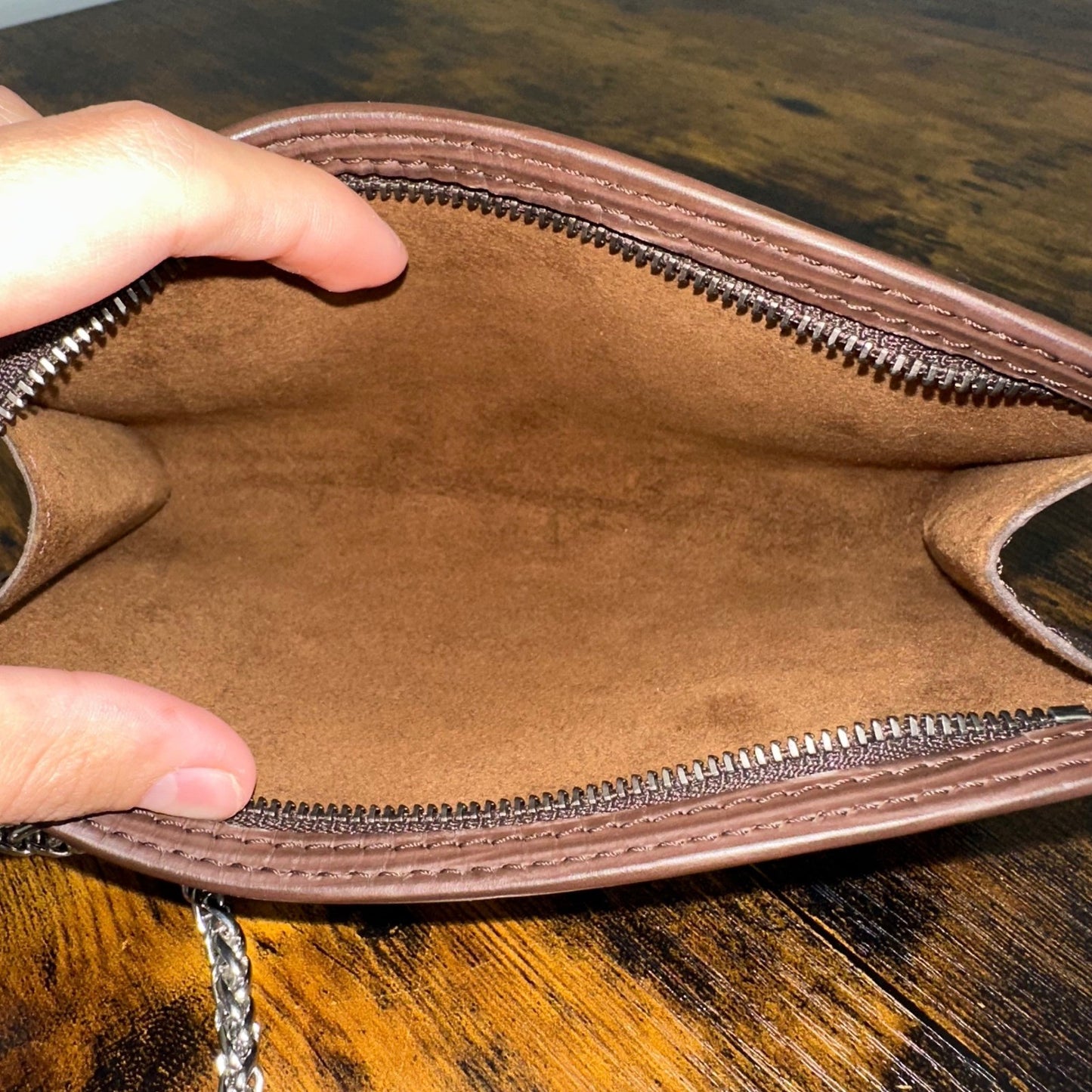 Louis Vuitton Epi Leather Bucket Accessories Pochette Brown Authentic France