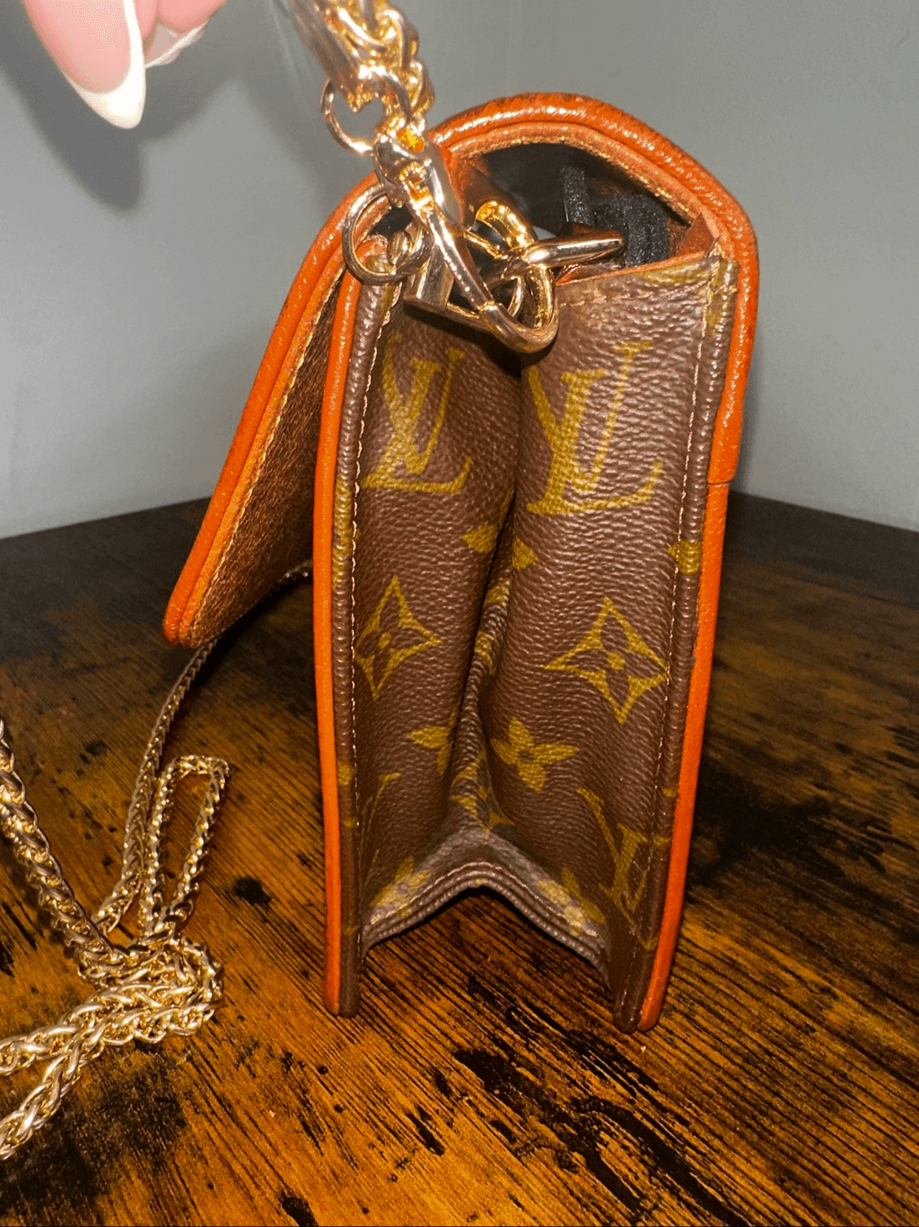 Louis Vuitton Vintage Bag Pochette Dame Clutch Brown Monogram