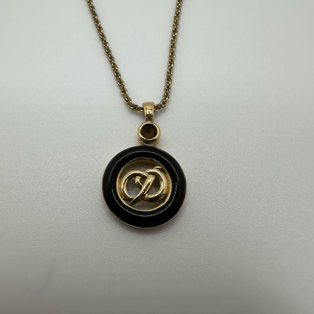 Christian Dior CD Logo Vintage Gold Tone Necklace