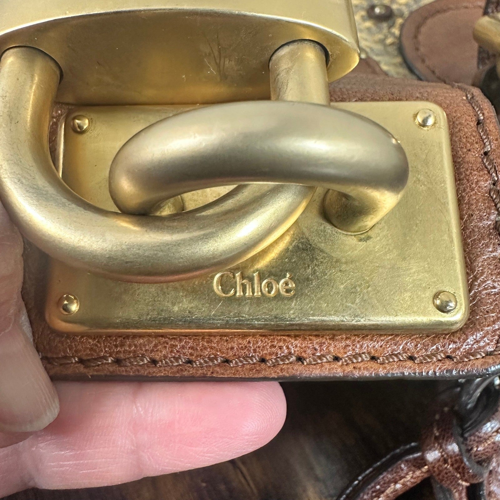 Vintage Chloe Paddington Leather & Tweed Satchel Bag Large 