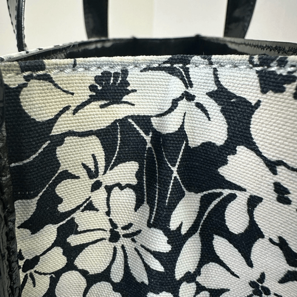 Burberry Vintage Floral Tote Bag Black White