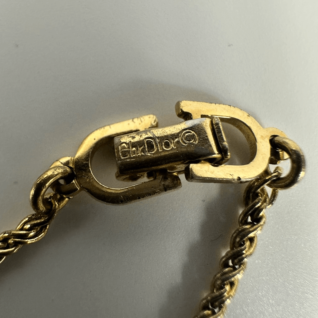 Christian Dior Vintage Simple Chain Bracelet Gold Tone