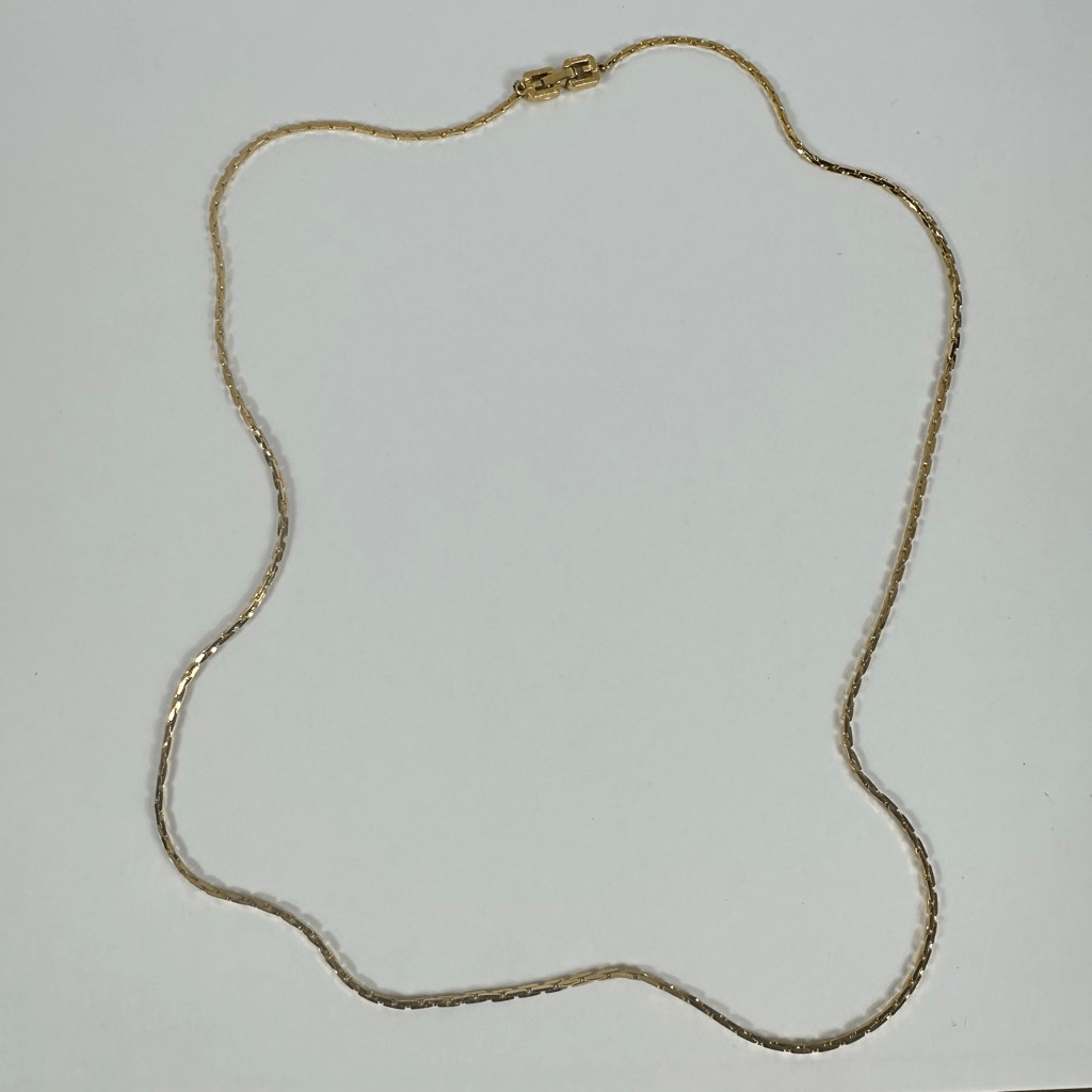 Givenchy Vintage Long Snake Chain Simple Gold Tone Necklace 29”