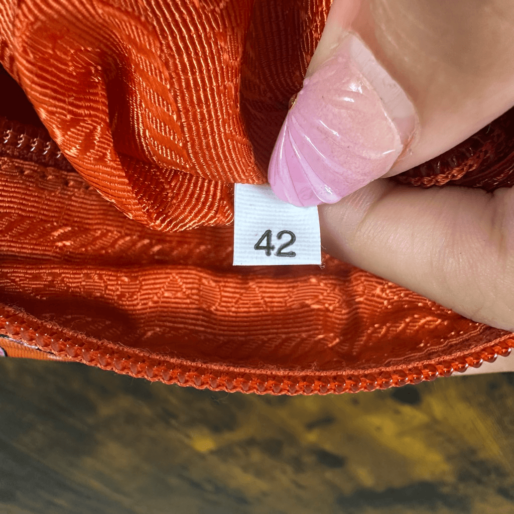 Prada Tessuto Nylon Wristlet Pouch Bag Orange Sombreros Cactus Colorful Festive