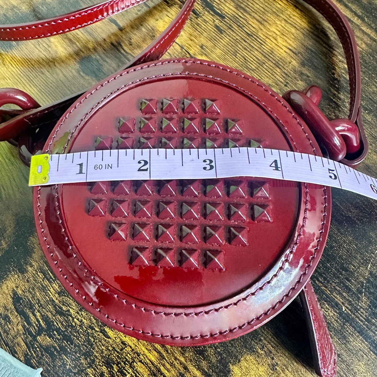 Rare Burberry Patent Leather Round Studded Crossbody Mini Nova Check Italy