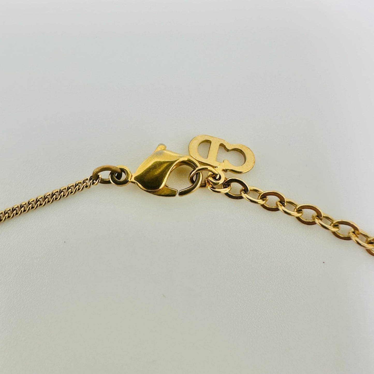 Christian Dior Gold Tone Crystal Pendant Necklace Designer Jewelry