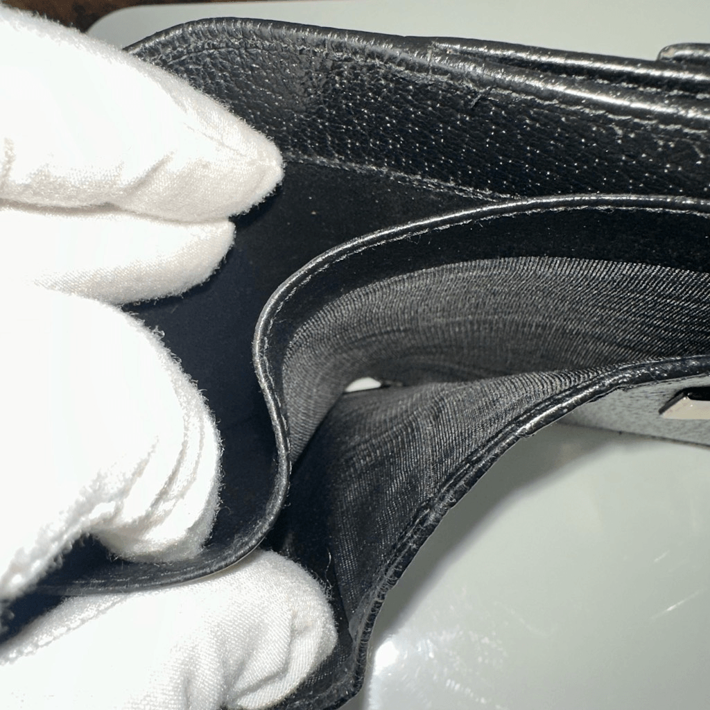 Gucci G Logo Clip Black Leather Wallet