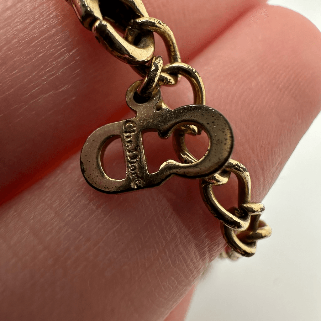 Christian Dior CD Logo Vintage Gold Tone Necklace