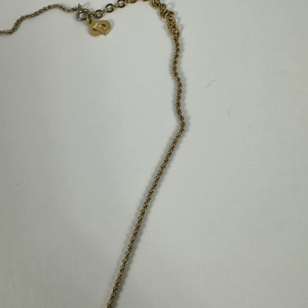 Christian Dior CD Logo Gold Tone Pendant Necklace