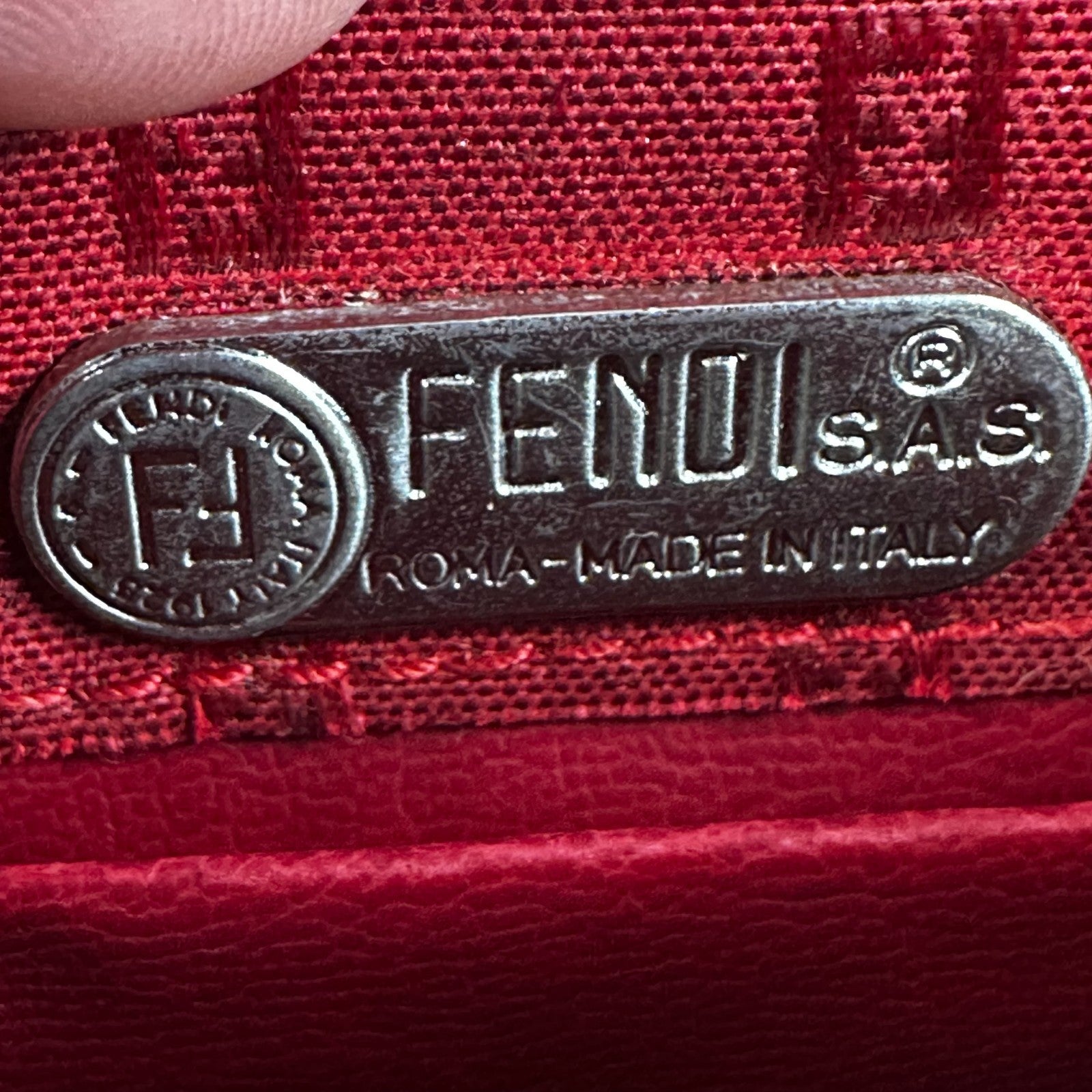 Fendi Red Monogram Logo Pattern Square Shoulder Bag Crossbody Purse Made In Ital