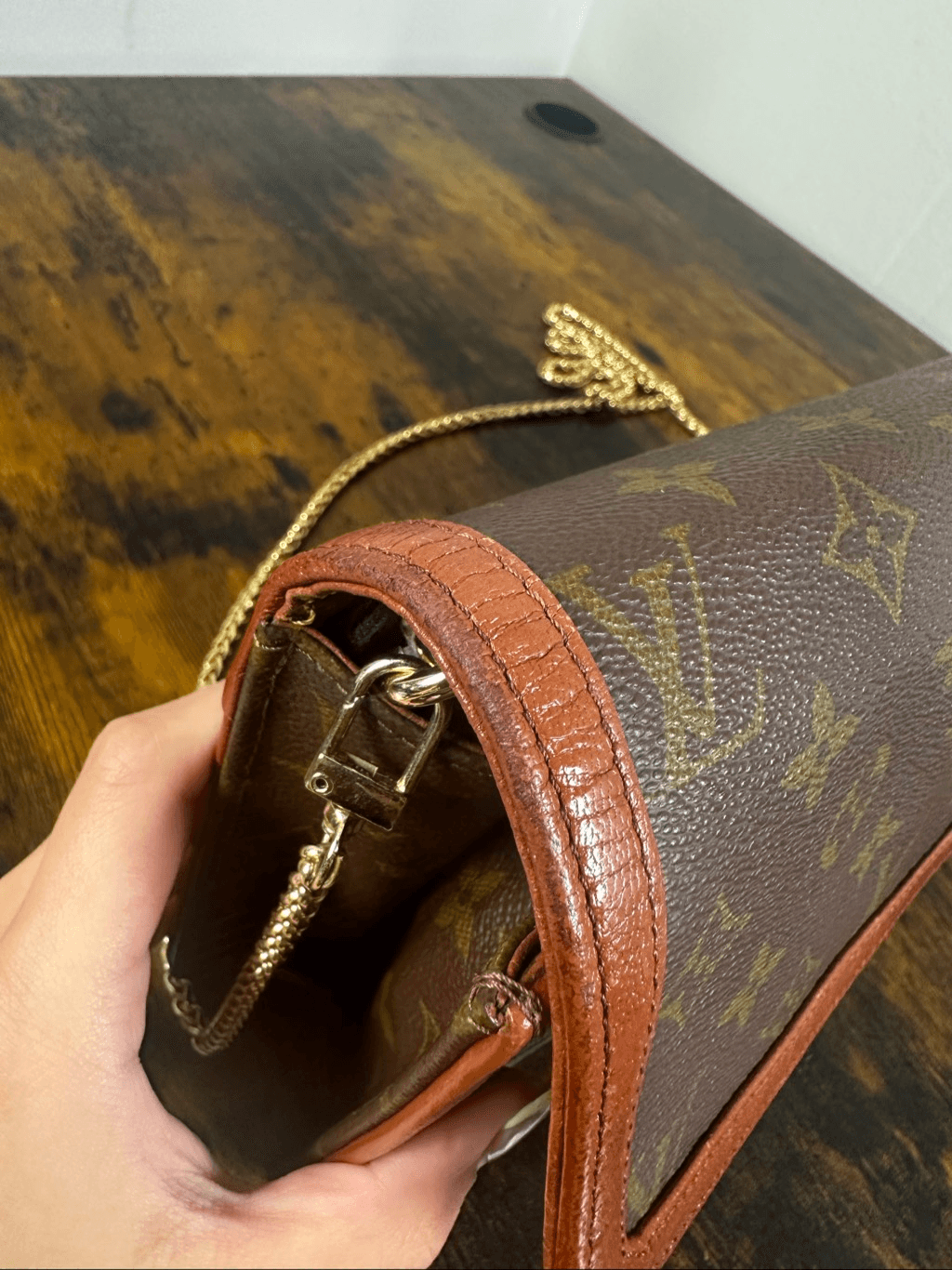 Louis Vuitton Vintage Bag Pochette Dame Clutch Brown Monogram