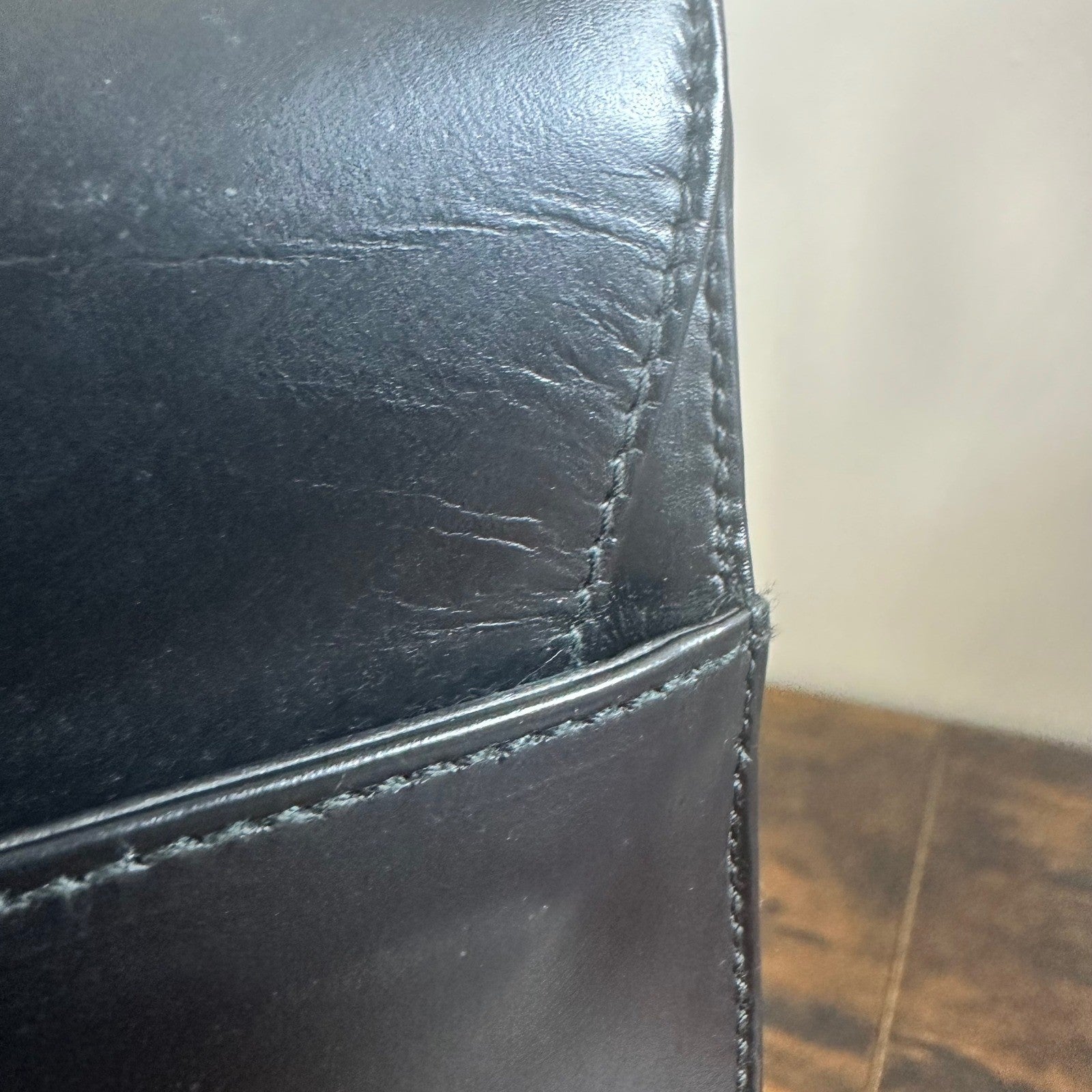 Prada Milano Vitello Lissato Black Leather Top Handle Bag Authentic Designer