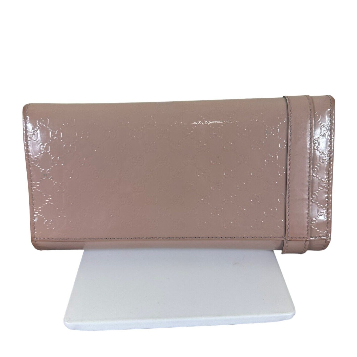 Gucci Micro Guccissima Nude Patent Leather Belt Design Long Wallet
