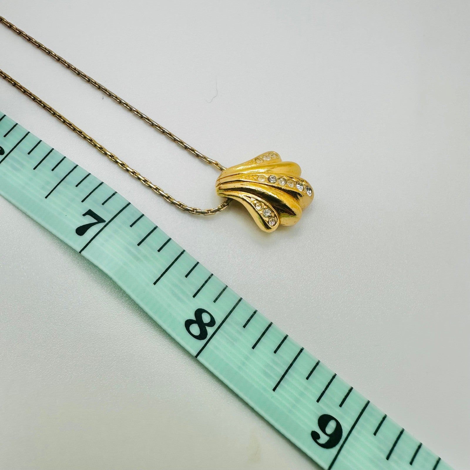 Vintage Christian Dior Gold Rhinestone Pendant Necklace Germany CD Logo