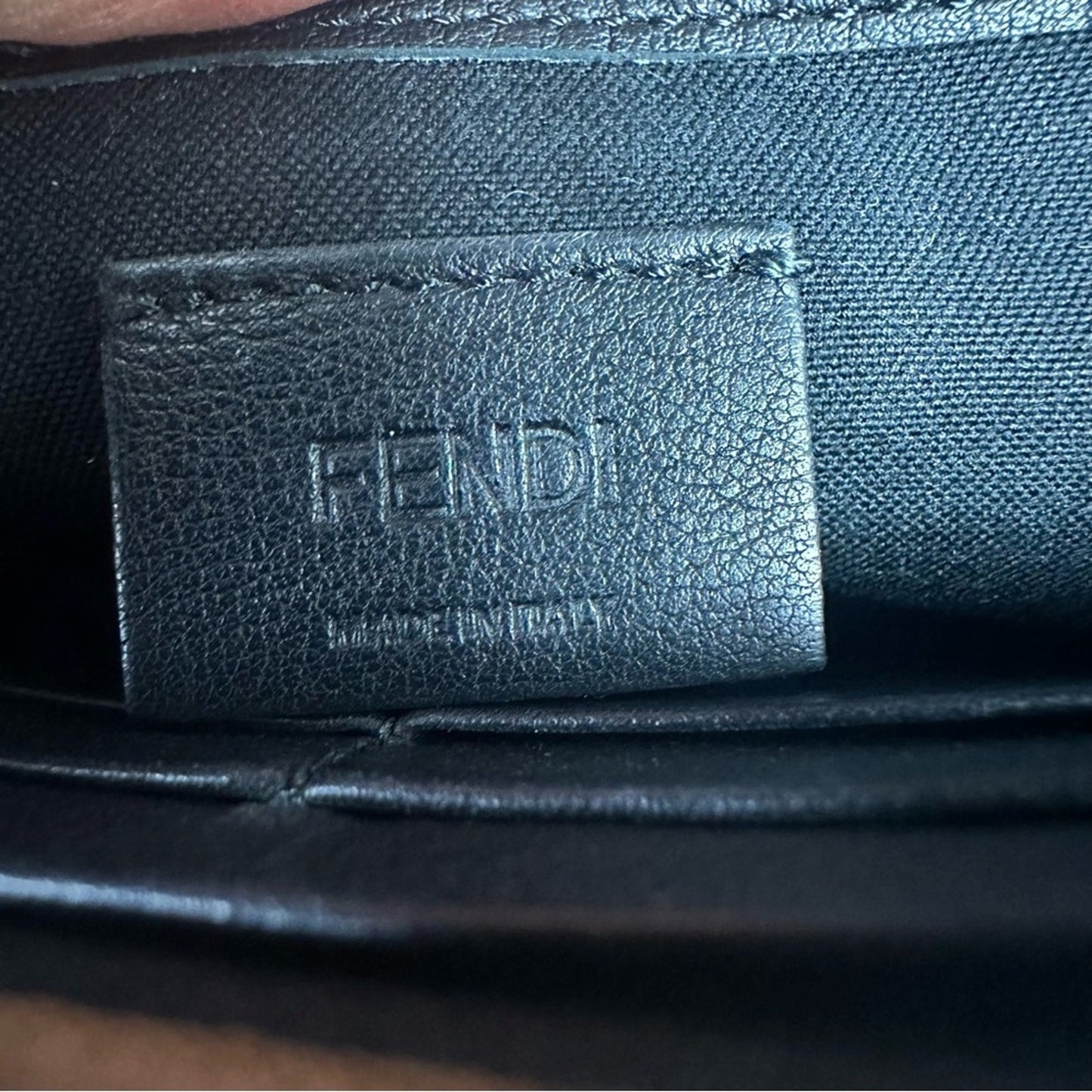 Fendi Leather Envelope Wallet Black Beige Authentic