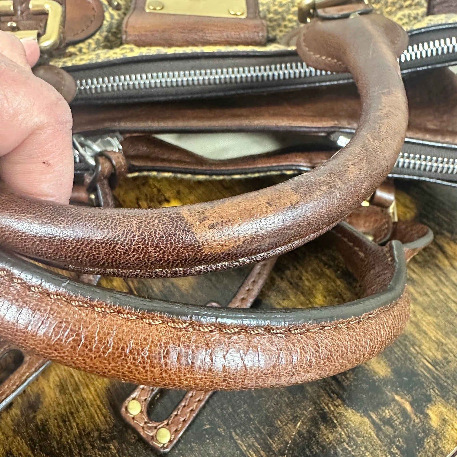 Vintage Chloe Paddington Leather & Tweed Satchel Bag Large 