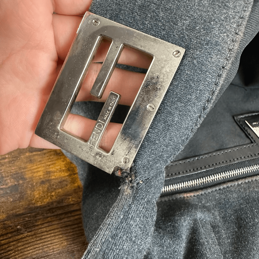 FENDI FF Vintage Jersey Tote Bag Gray