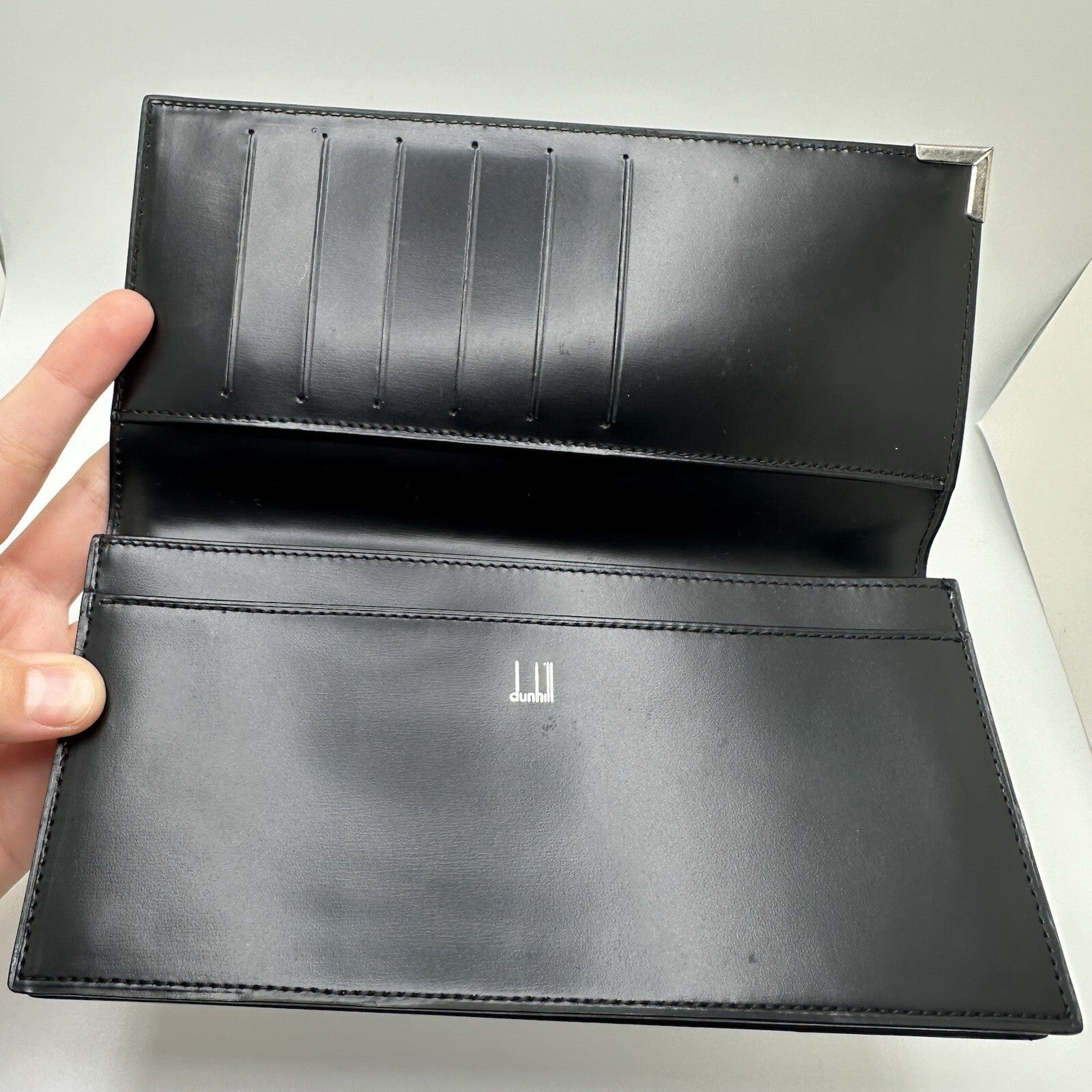 Dunhill Black Leather Long Wallet Bifold