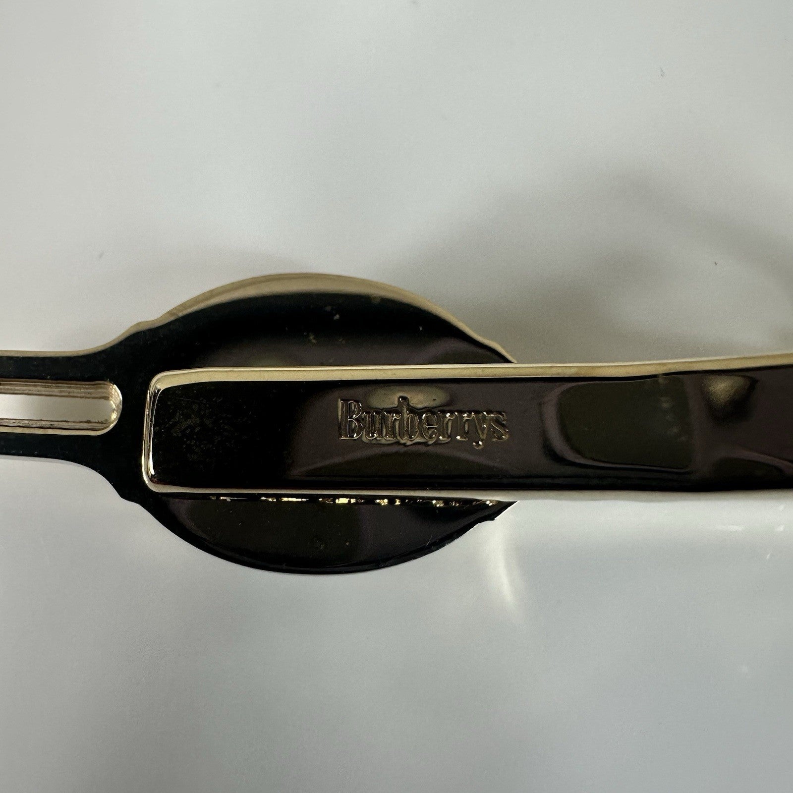 Burberry Knight Vintage Two Tone Tie Clip Gold Silver Authentic 