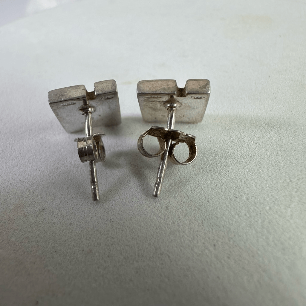 Gucci Vintage G Logo Sterling Silver Pierced Earrings