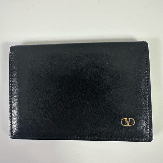 Valentino Garavani Slim Bifold Card Wallet Black Leather