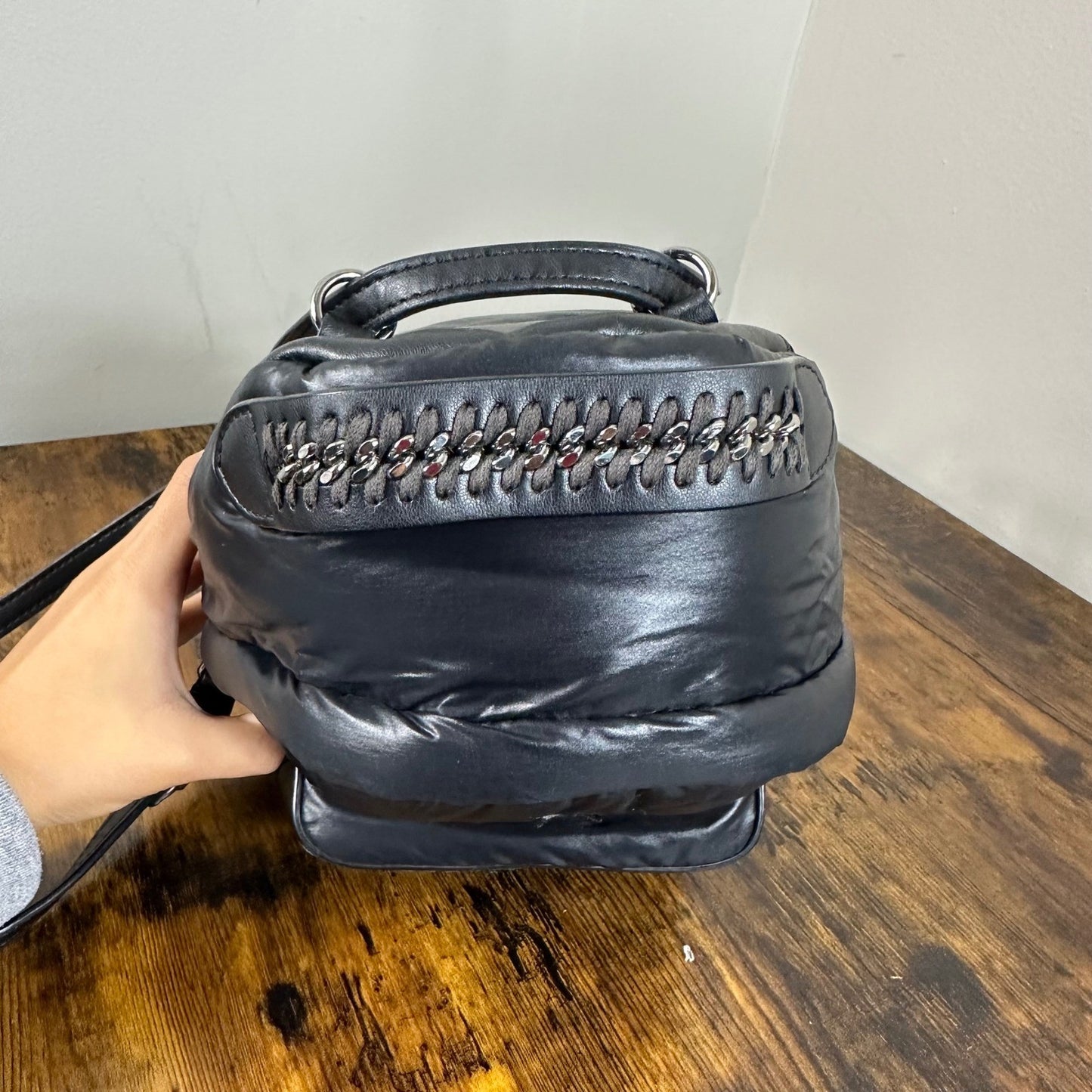 Stella McCartney Black Padded Star Mini Backpack Chain Detail Italy