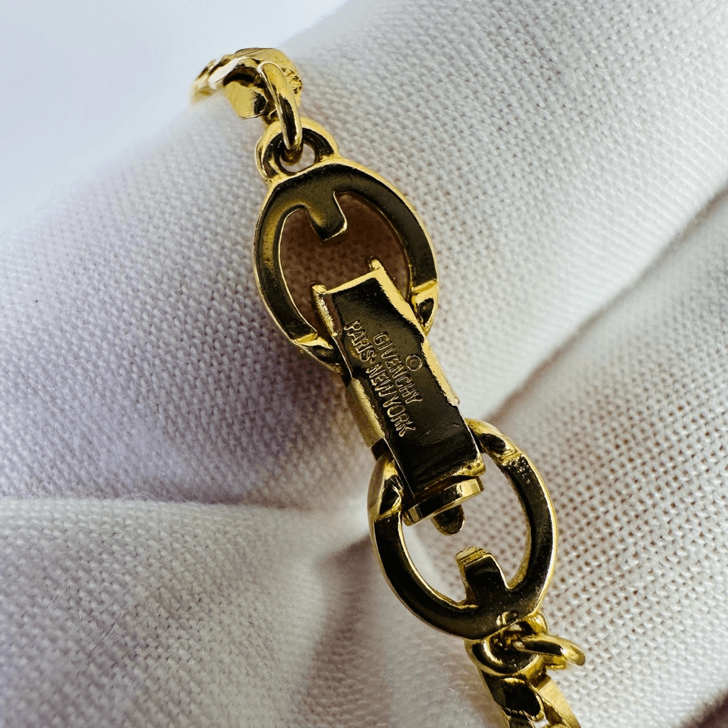 Givenchy Vintage G Logo Gold Tone Snake Chain Choker Necklace 13”