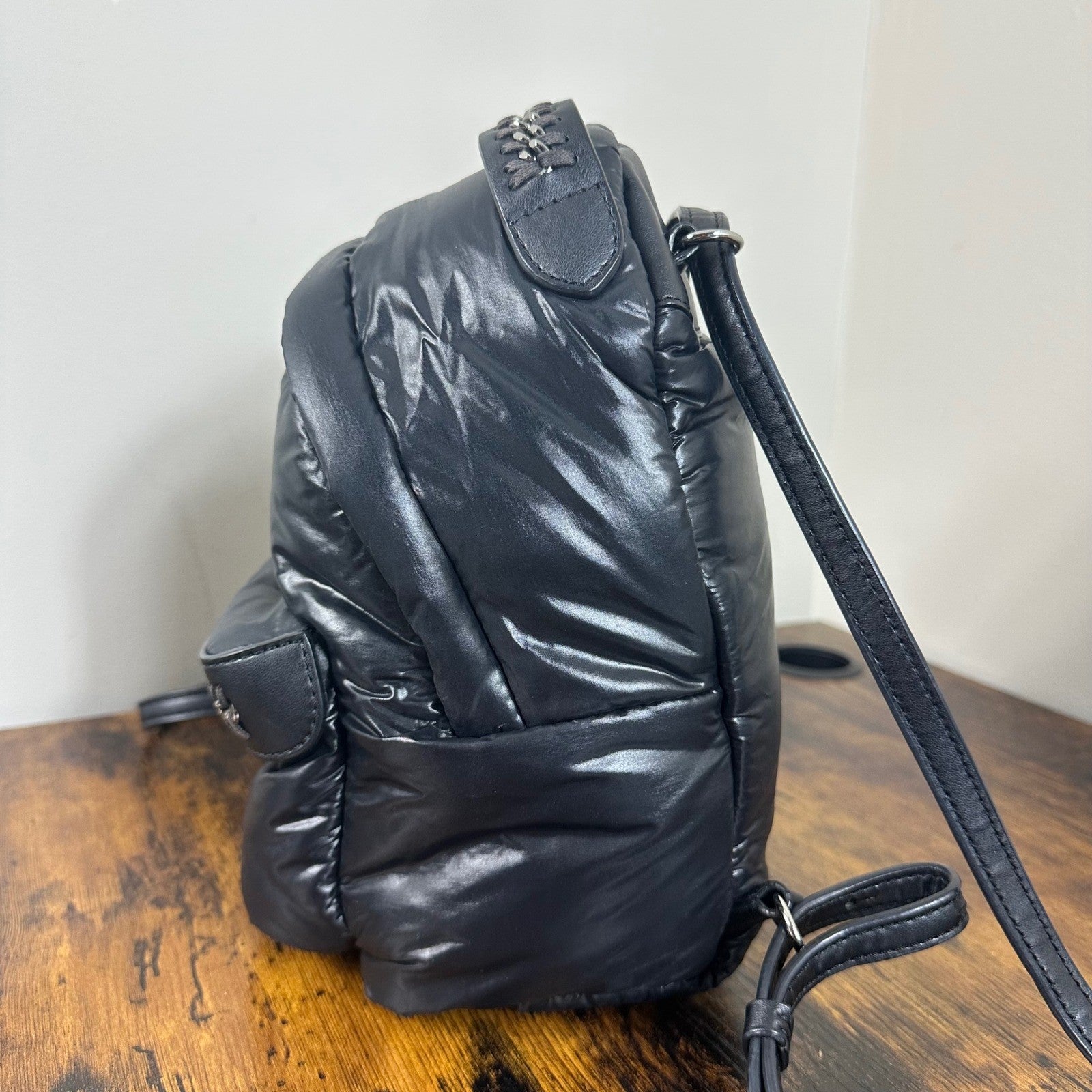 Stella McCartney Black Padded Star Mini Backpack Chain Detail Italy