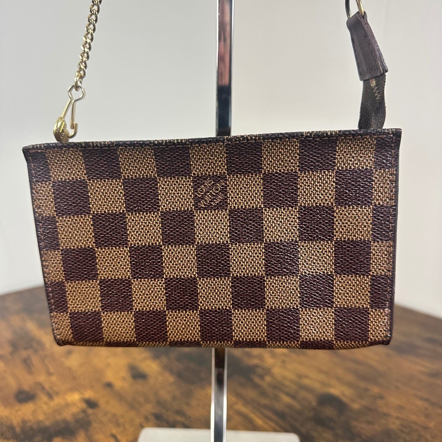Louis Vuitton Damier Ebene Canvas Accessories Pochette Pouch Bag Mini