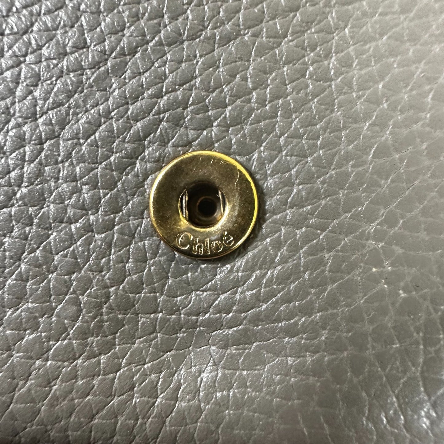 Chloe Indy Long Wallet With Flap Gray Leather