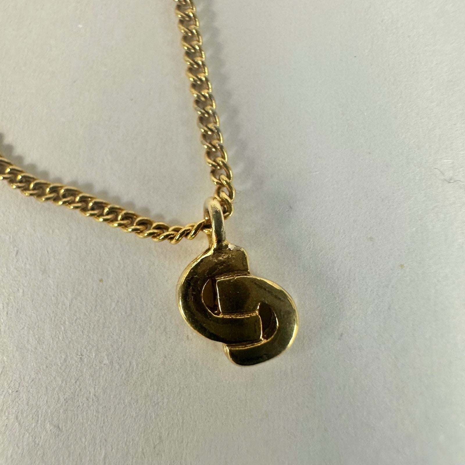 Vintage Christian Dior CD Logo Gold Chain Necklace Designer Jewelry