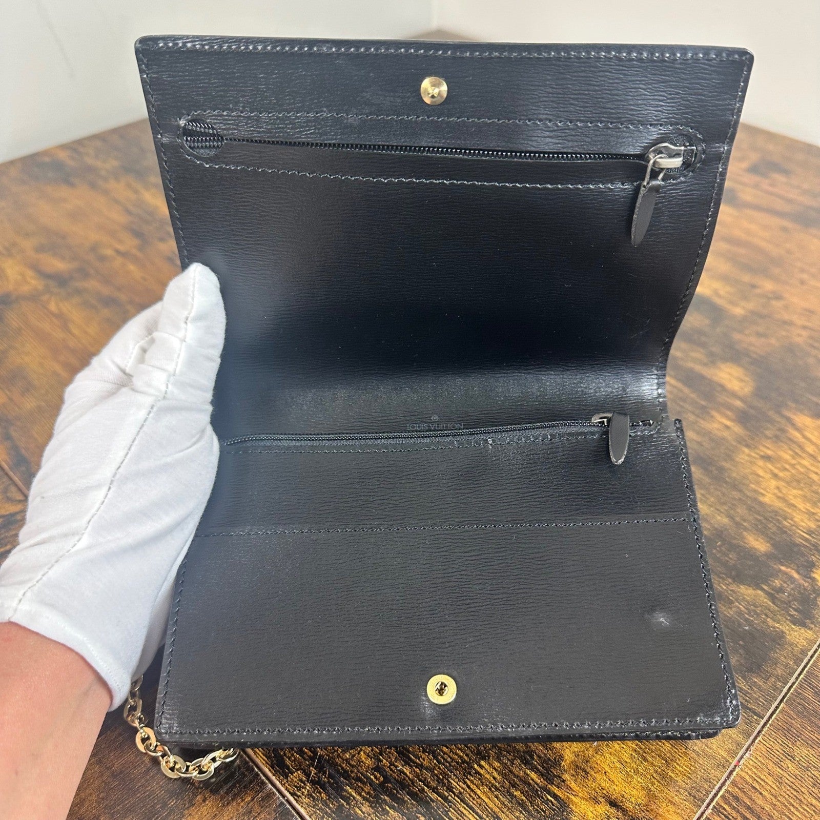 Louis Vuitton Epi Leather Belt Waist Bag Black Gold Chain Shoulder Bag