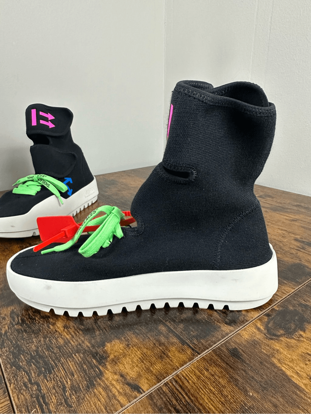 Off White Virgil Abloh Moto Wrap Neoprene High Top Sneakers Women Sz 38/8 US AUT