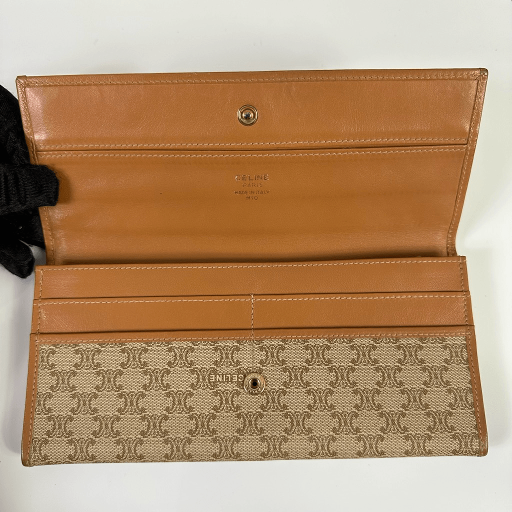 Celine Macadam Vintage Bifold Wallet Brown Tan