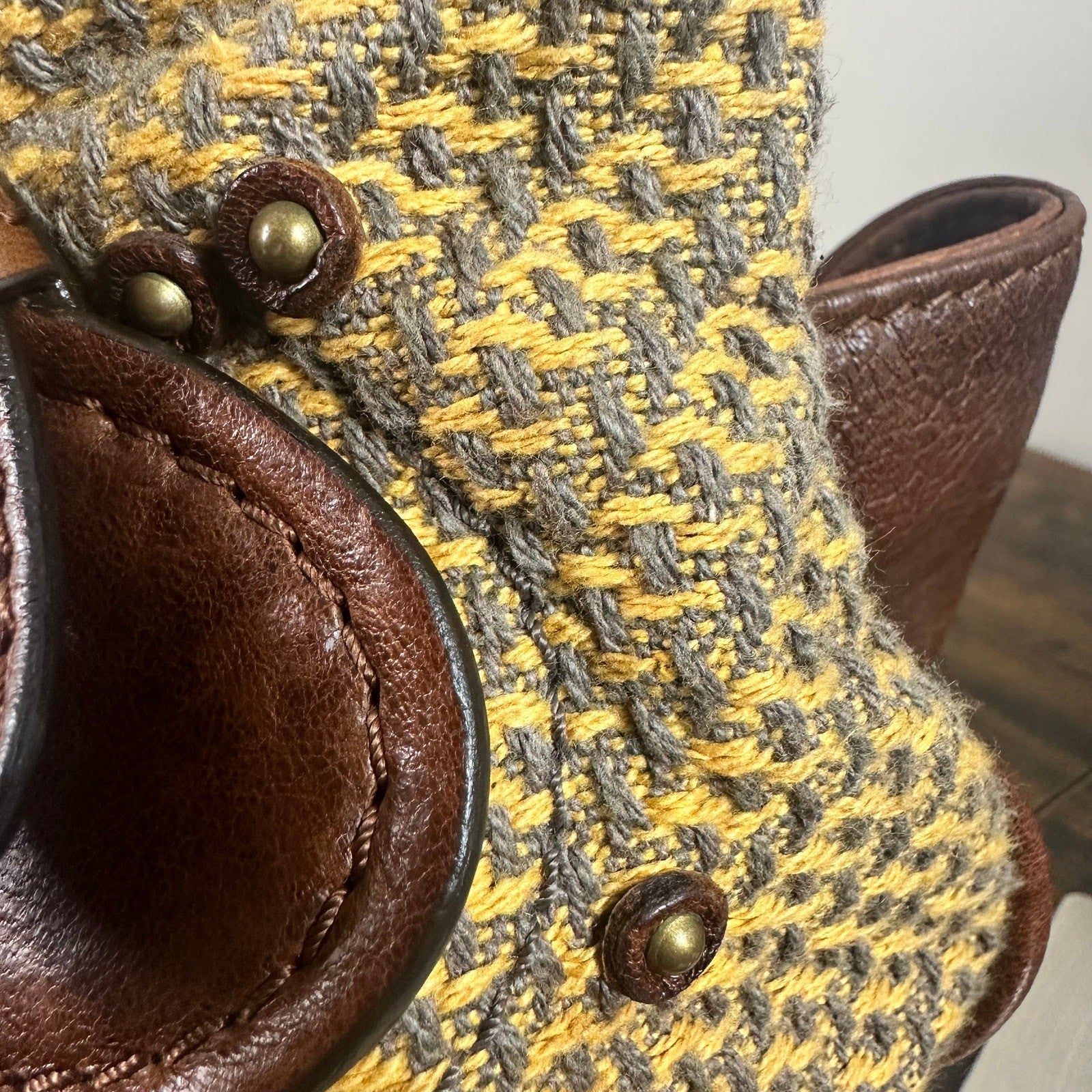 Vintage Chloe Paddington Leather & Tweed Satchel Bag Large 