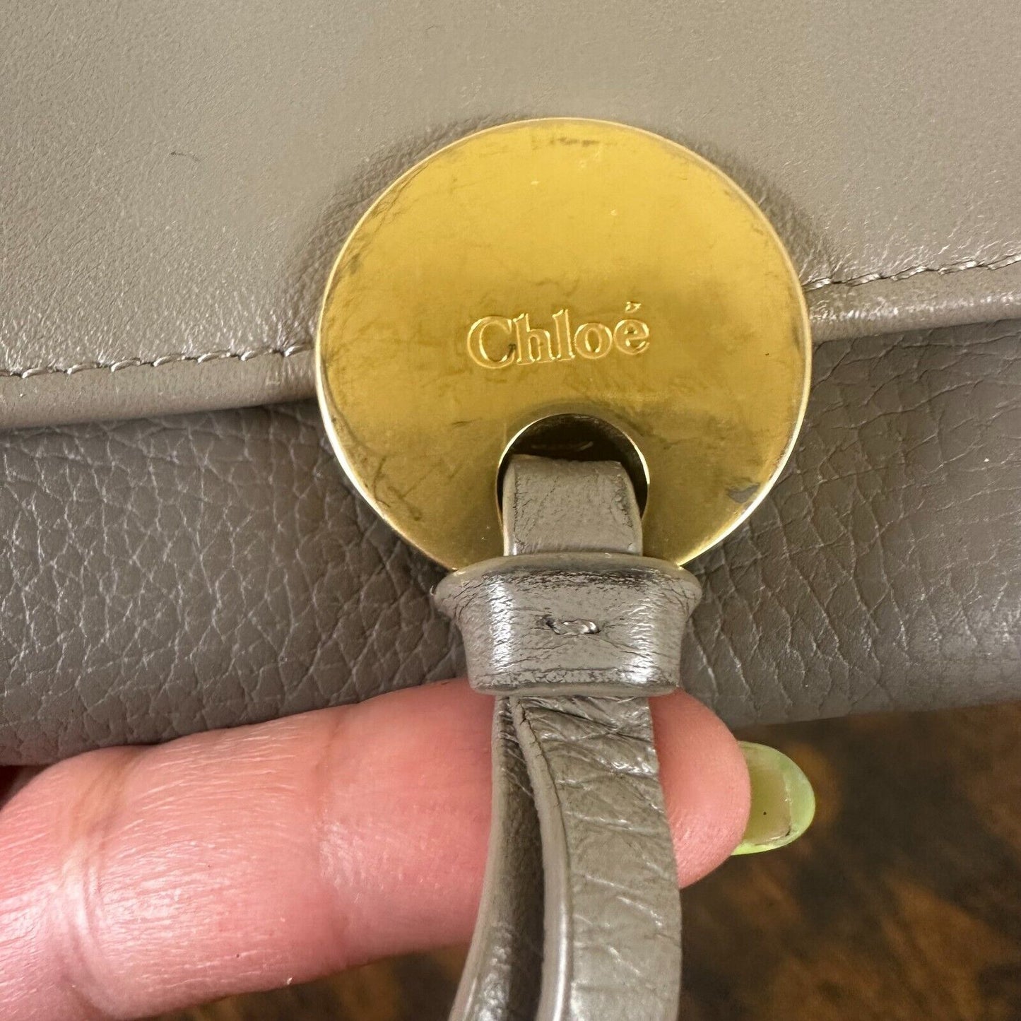 Chloe Indy Long Wallet With Flap Gray Leather W/ Certificate Of Authenticity
