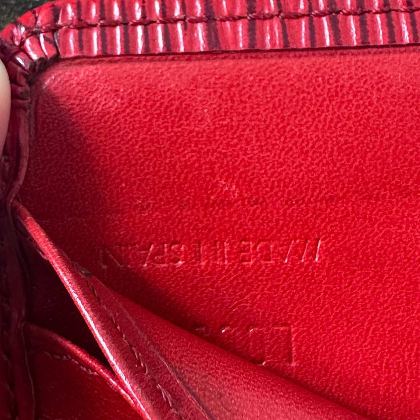 Louis Vuitton Red Epi Leather Vintage Wallet Padlock Gold Hardware Women