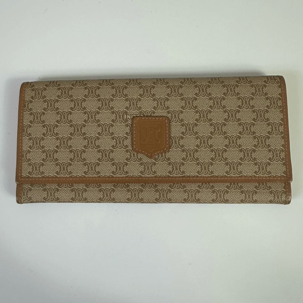 Celine Macadam Vintage Bifold Wallet Brown Tan