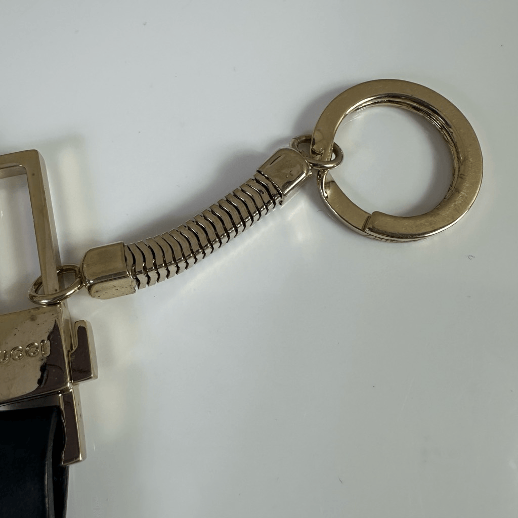 Gucci Bicolor Long Porte Cles Keychain Leather Metal With Pouch And Box