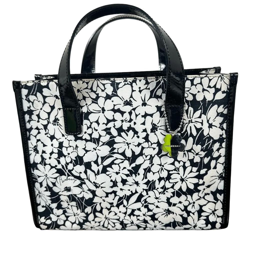 Burberry Vintage Floral Tote Bag Black White