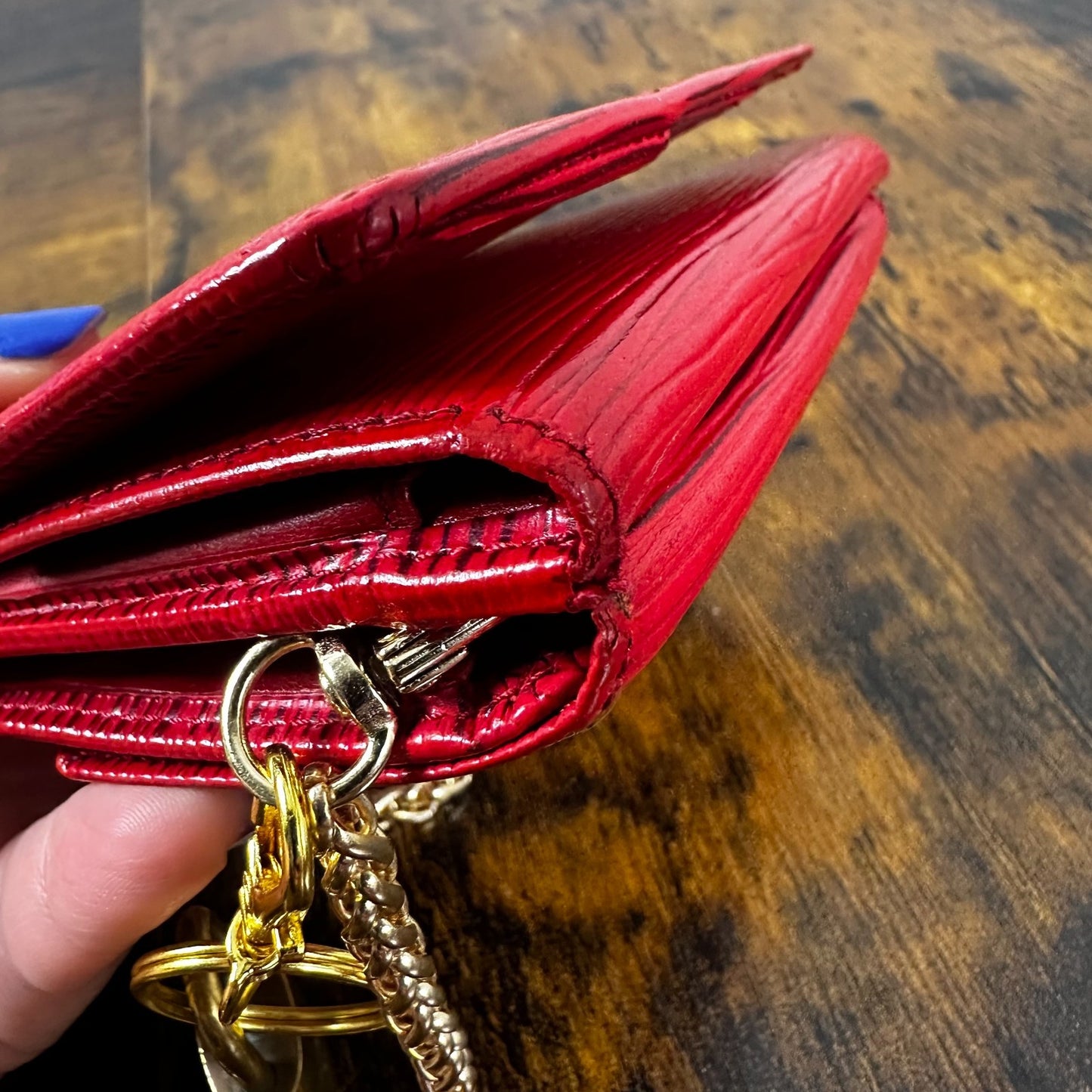 Louis Vuitton Red Epi Leather Vintage Wallet Padlock Gold Hardware Women