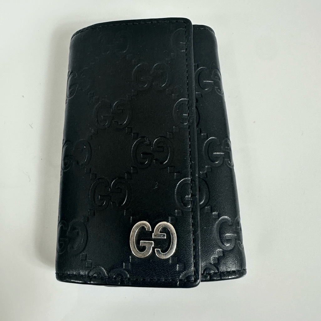 Gucci GG Guccissima Leather 6 Key Case Black