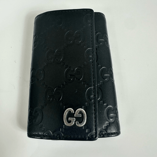 Gucci GG Guccissima Leather 6 Key Case Black